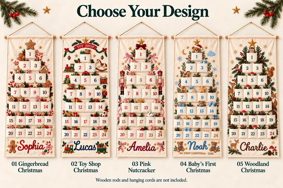 Personalized Christmas Advent Calendar HG, 24 Fillable Pockets, Reusable Christmas Wall Hanging, Home Countdown for Family Traditions