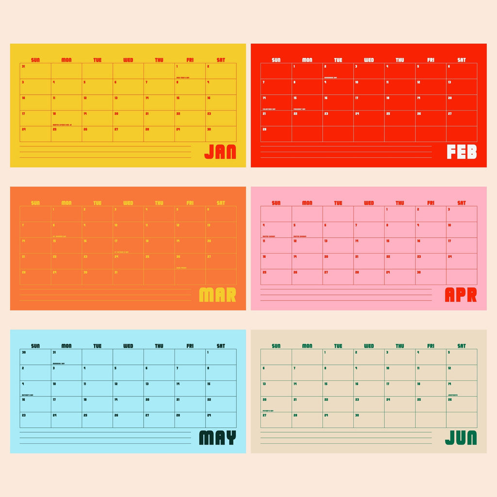 2027 Retro Desk Calendar, Recycled Paper, Office Organizer, Free Standing Planner