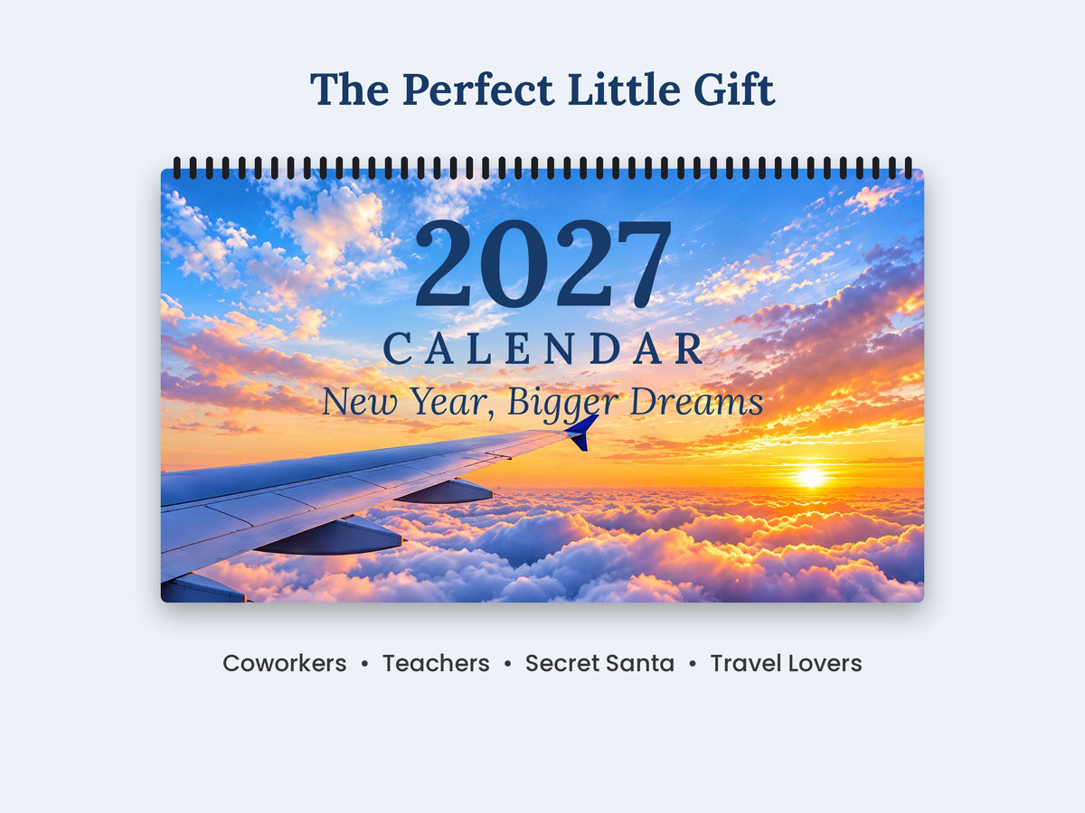 2027 Desk Calendar, Scenic Travel Photo Calendar, Small Office Calendar, Monthly Planner Gift for Coworker