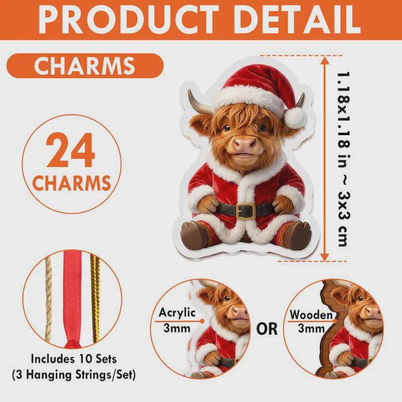 Dumpling Christmas Advent Calendar HG, 24 Acrylic Ornament Charms, Cute Dumpling Christmas Countdown, Holiday Xmas Gift for Kids