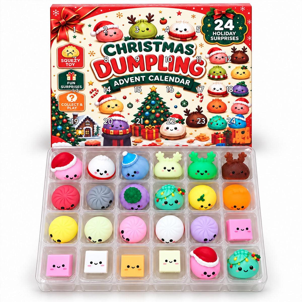 Dumpling Squishy Advent Calendar HG, 24 Day Christmas Countdown, Mini Squishy Fidget Toys, Kids Christmas Gift, Stocking Stuffer, Holiday Gift
