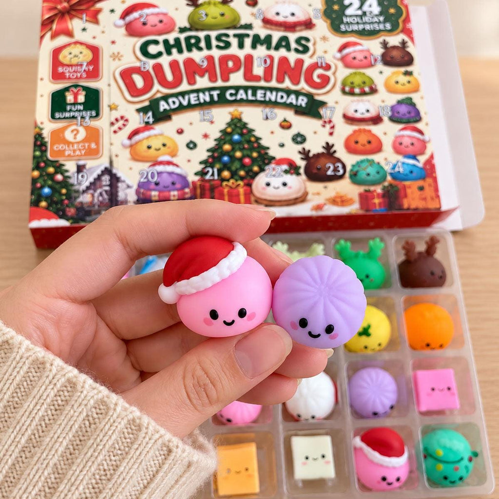 Dumpling Squishy Advent Calendar HG, 24 Day Christmas Countdown, Mini Squishy Fidget Toys, Kids Christmas Gift, Stocking Stuffer, Holiday Gift