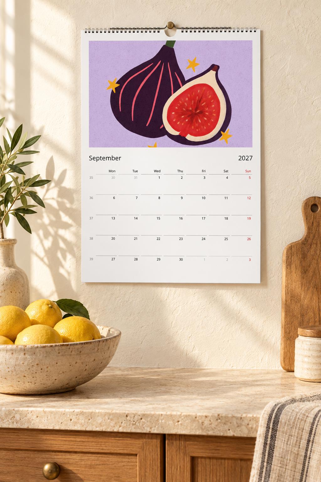 2027 Wall Calendar | Colourful Illustrated Calendar | Modern Art Calendar | Kitchen & Home Office Decor | Gift for Art Lovers