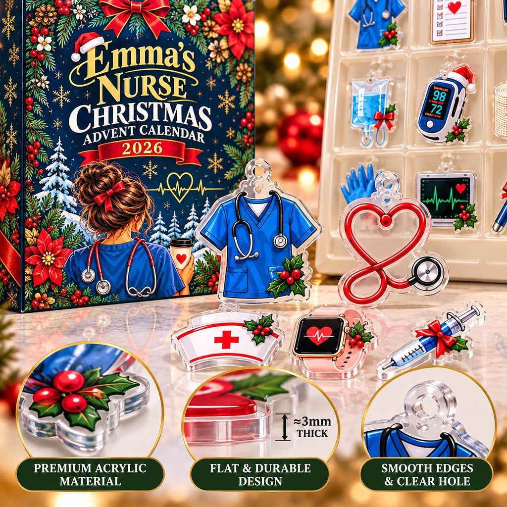 Registered Nurse Advent Calendar HG, 24 Acrylic Hanging Ornaments, Profession Christmas Countdown, Keepsake Gift, Registered Nurse Christmas