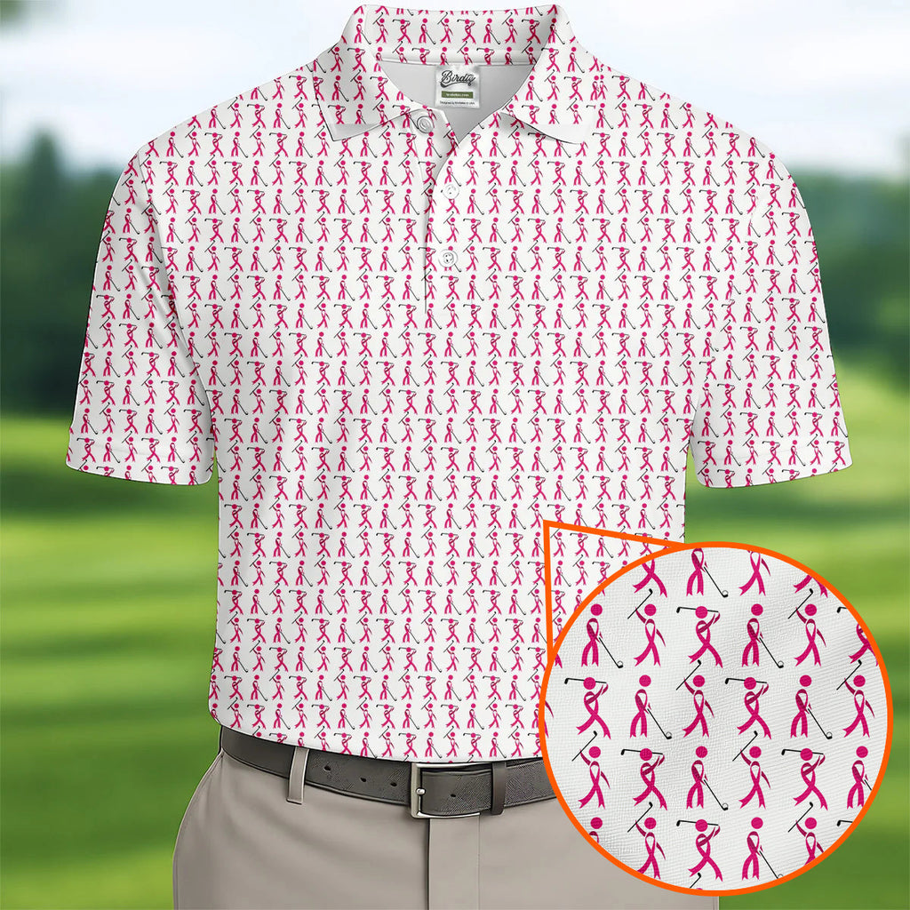 Funny Stick Breast Cancer Golf Shirt HG   Breast Cancer Support Shirts  Funny Men Golf Polo Shirt