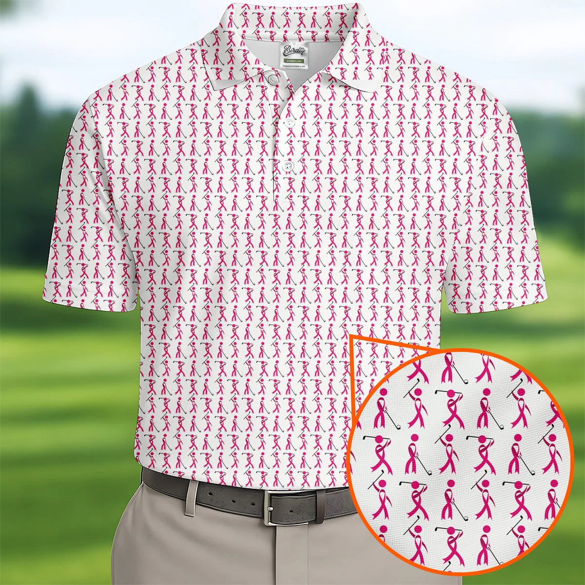 Funny Stick Breast Cancer Golf Shirt HG   Breast Cancer Support Shirts  Funny Men Golf Polo Shirt