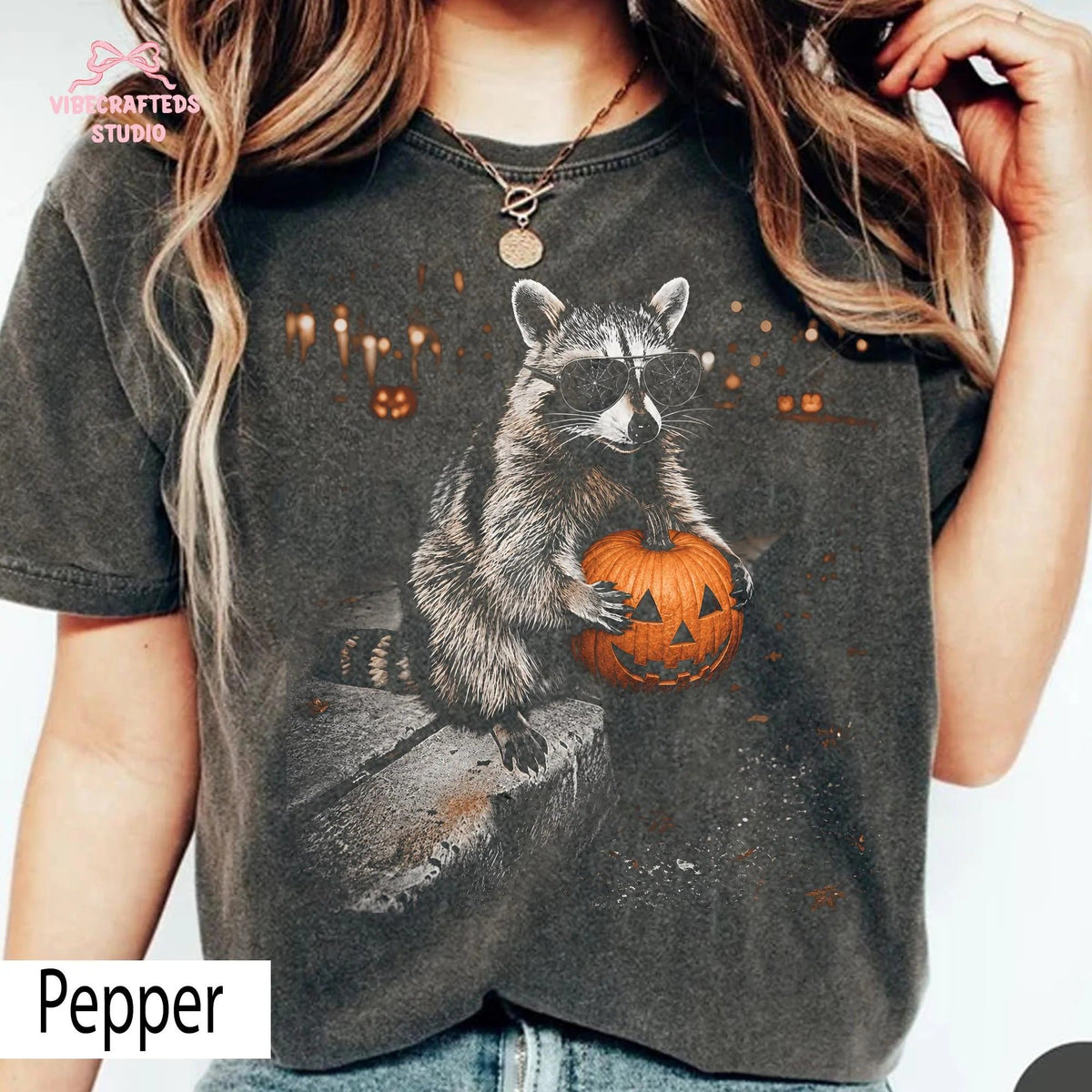Halloween Raccoon Holding Pumpkin L3N Comfort Colors Shirt, Spooky Trash Panda Tee, Cute Fall Animal Halloween Sweatshirt