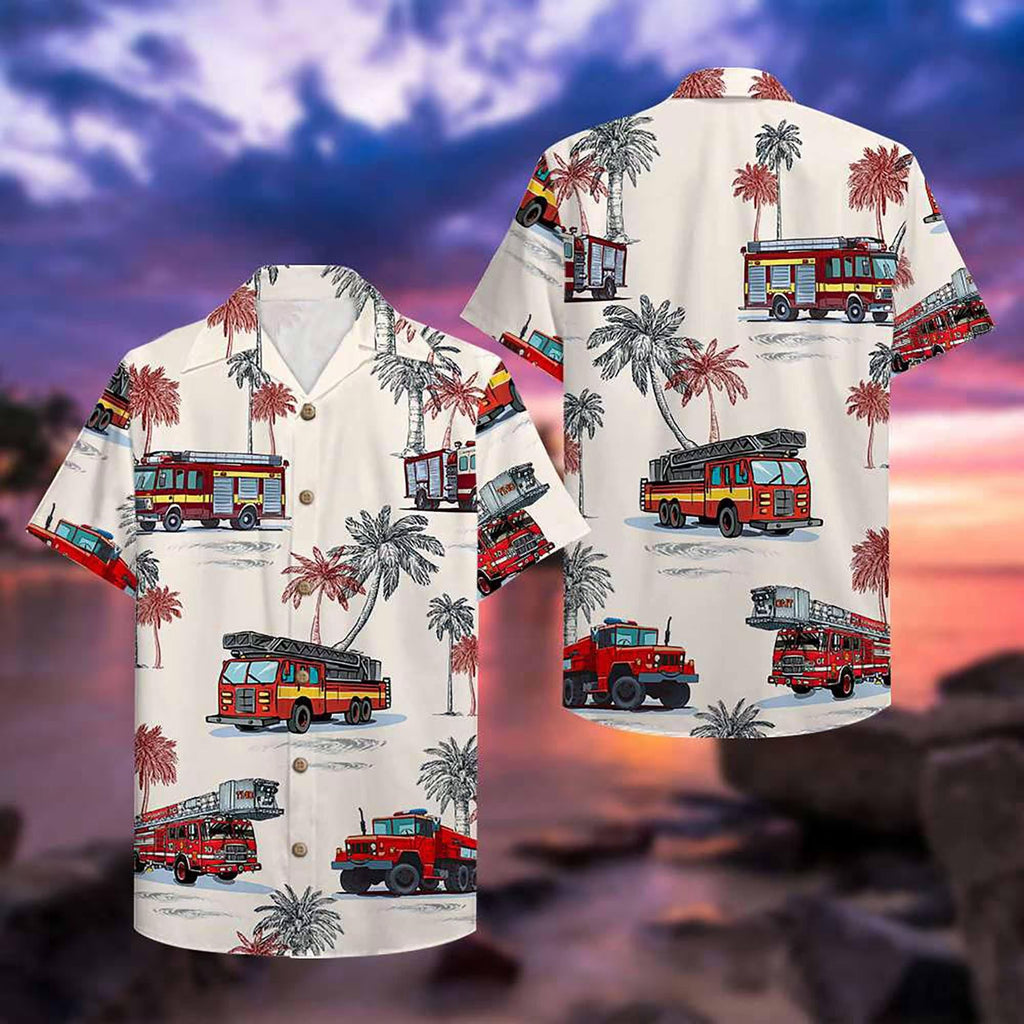 Firefighter Hawaiian Shirt L3N Men Women Youth, Fire Engine Summer Shirt, 3D Aloha Shirt, Fire Truck Lovers, Gift for Fighter