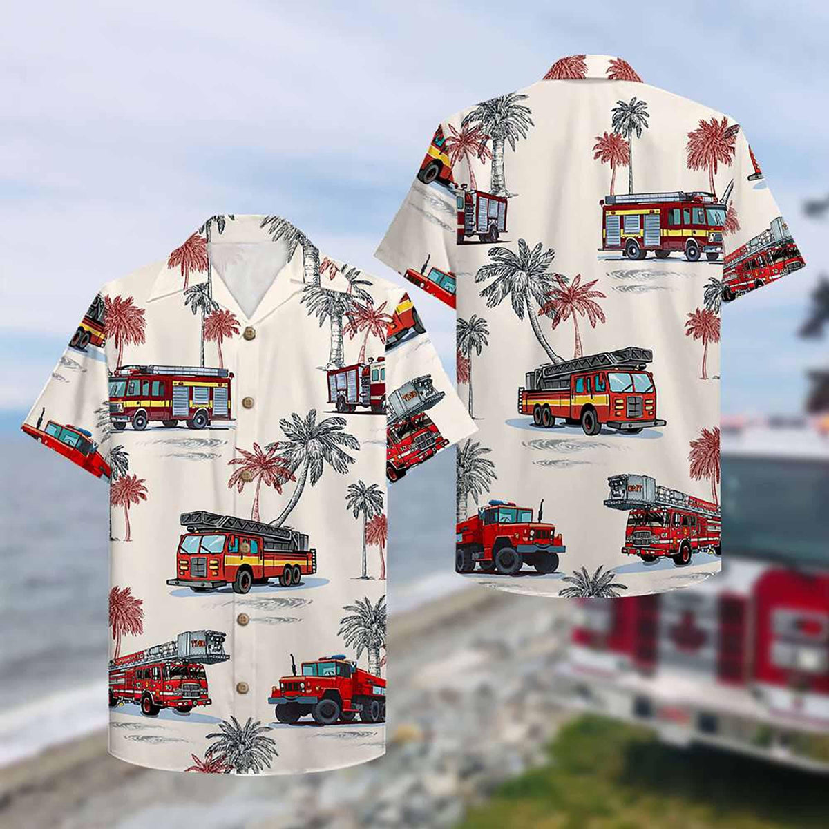 Firefighter Hawaiian Shirt L3N Men Women Youth, Fire Engine Summer Shirt, 3D Aloha Shirt, Fire Truck Lovers, Gift for Fighter