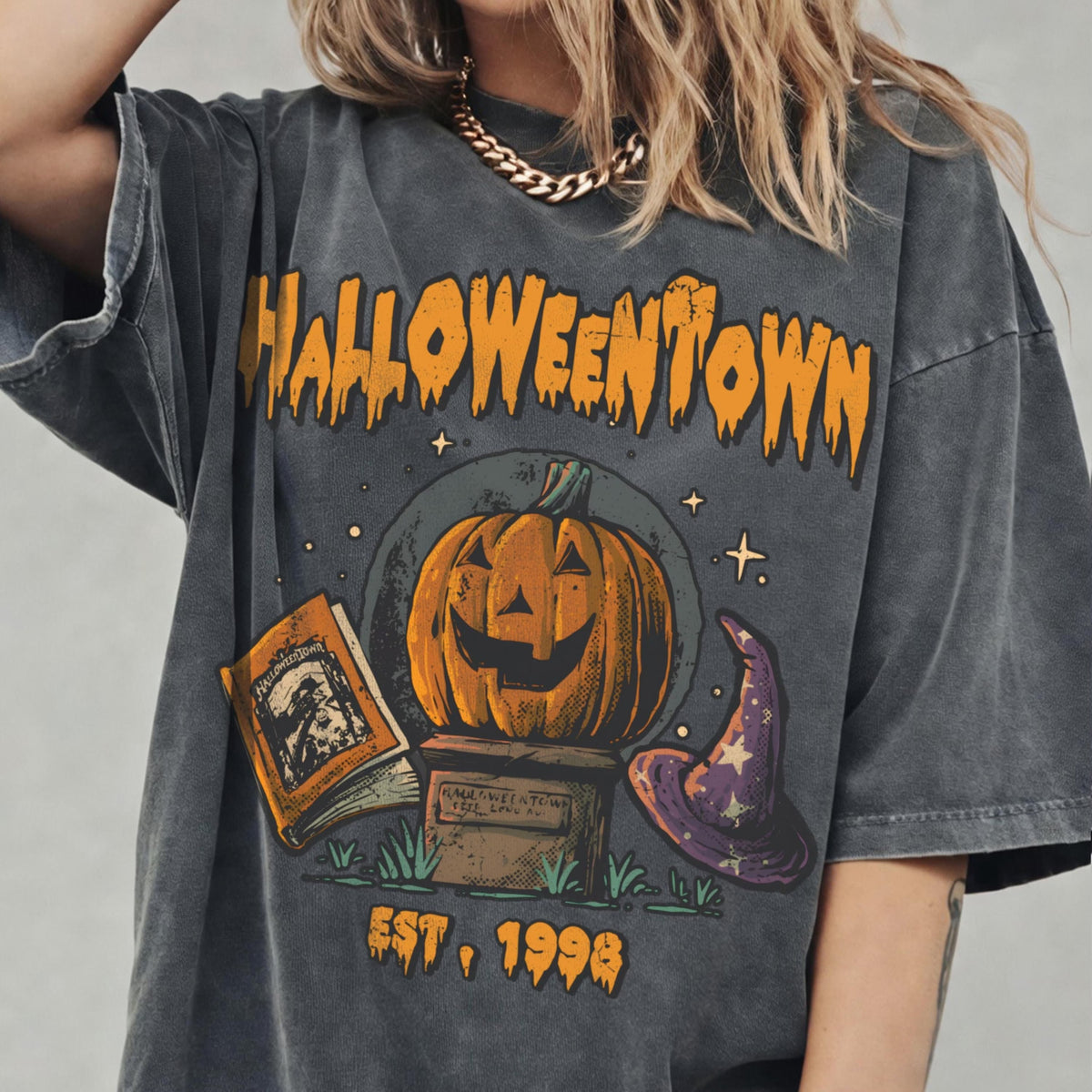 Vintage Comfort Colors L3N Halloween Town Est 1998 Shirt, Retro Pumpkin Shirt, Spooky Season Tee, Halloween Lover Gift, Fall Graphic Shirt