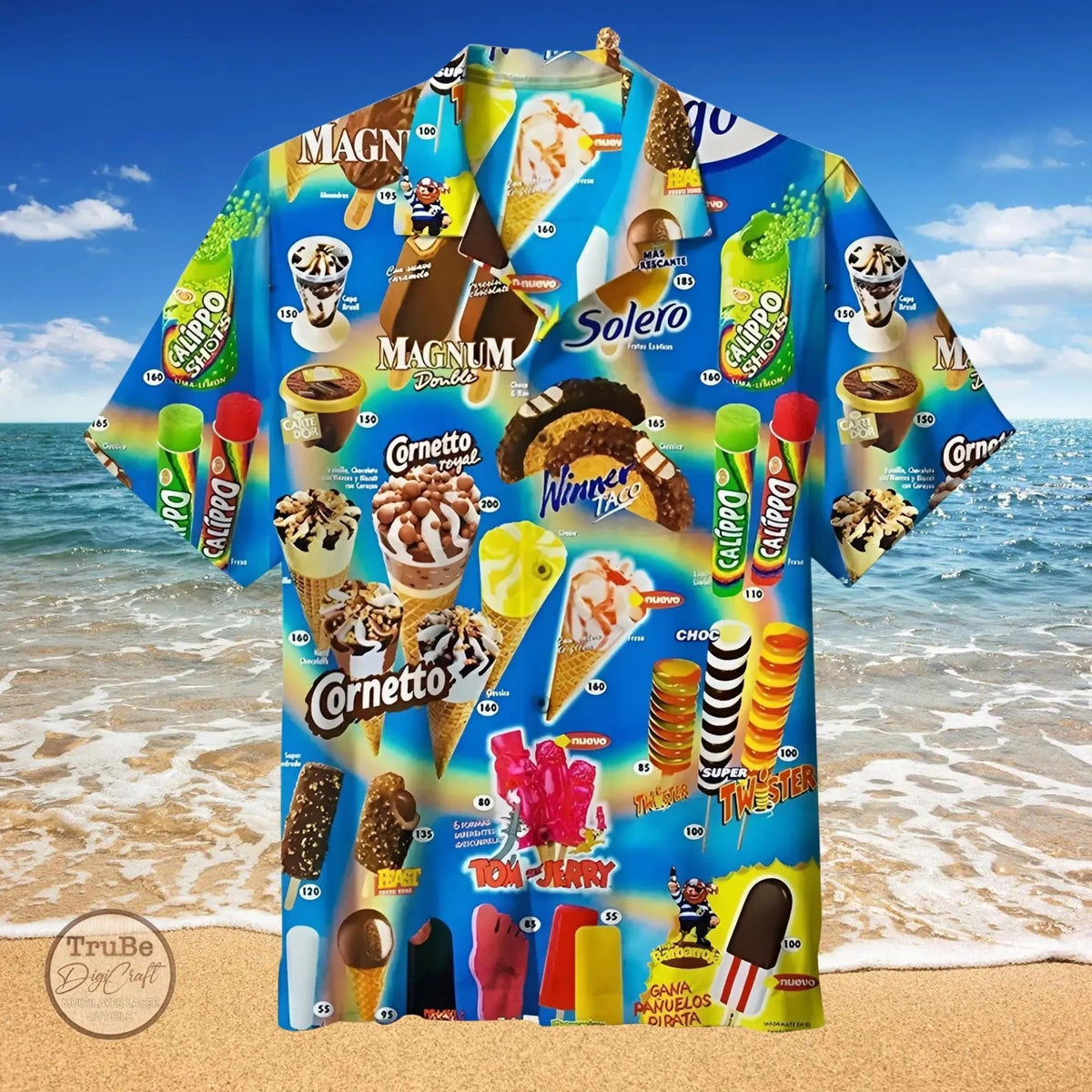 Hawaiian Shirt Summer L3N Hawaiian Shirt Ice Cream Hawaiian Shirts Men's Hawaiian Shirt, Ice Cream Shirt, Ice Cream Beach, Hawaiian Beach Shirt