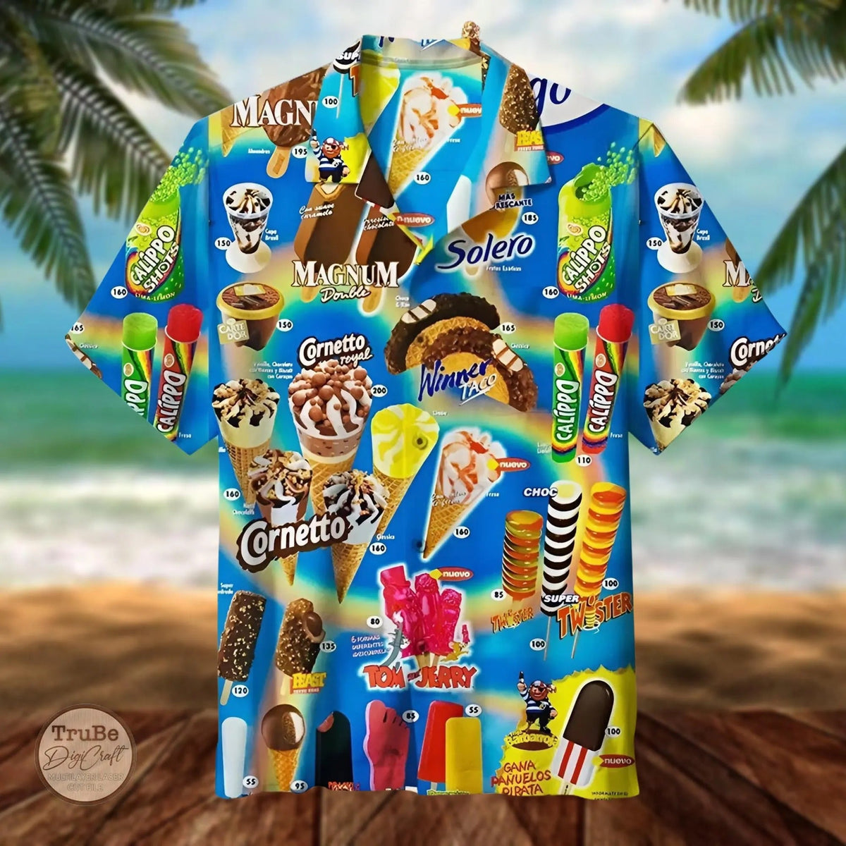 Hawaiian Shirt Summer L3N Hawaiian Shirt Ice Cream Hawaiian Shirts Men's Hawaiian Shirt, Ice Cream Shirt, Ice Cream Beach, Hawaiian Beach Shirt
