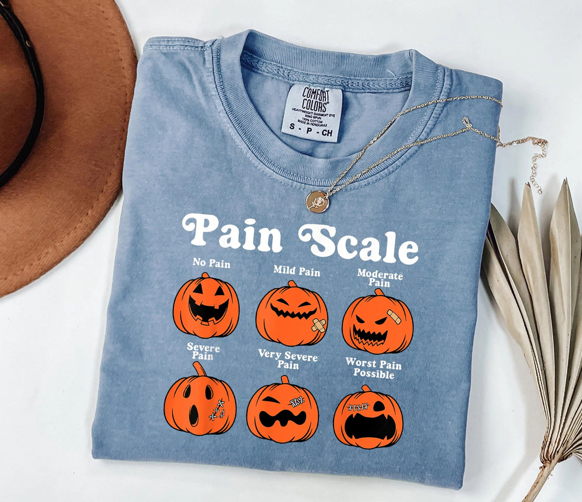Comfort Colors Halloween Nurse Shirt: Pumpkin Pain Scale Fall Tee L3N
