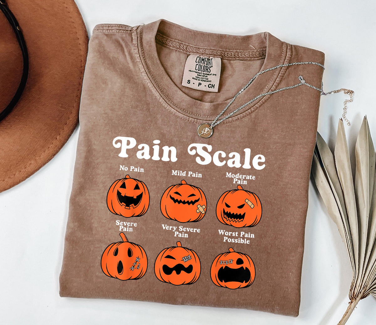 Comfort Colors Halloween Nurse Shirt: Pumpkin Pain Scale Fall Tee L3N