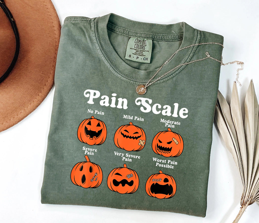 Comfort Colors Halloween Nurse Shirt: Pumpkin Pain Scale Fall Tee L3N