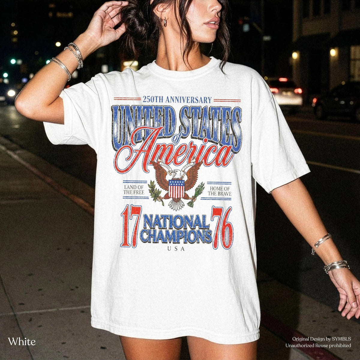 July 4th 1776 National L3N Champions Funny T-Shirt, America 250th Anniversary Oversized Tee, Distressed Americana