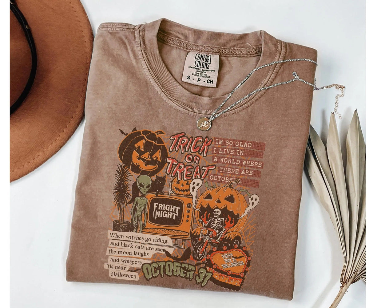 Comfort Colors® L3N Halloween Collage Shirt, Retro Halloween Shirt, Spooky Season Ghost Tee, Halloween Cute Outfit, Halloween Gift