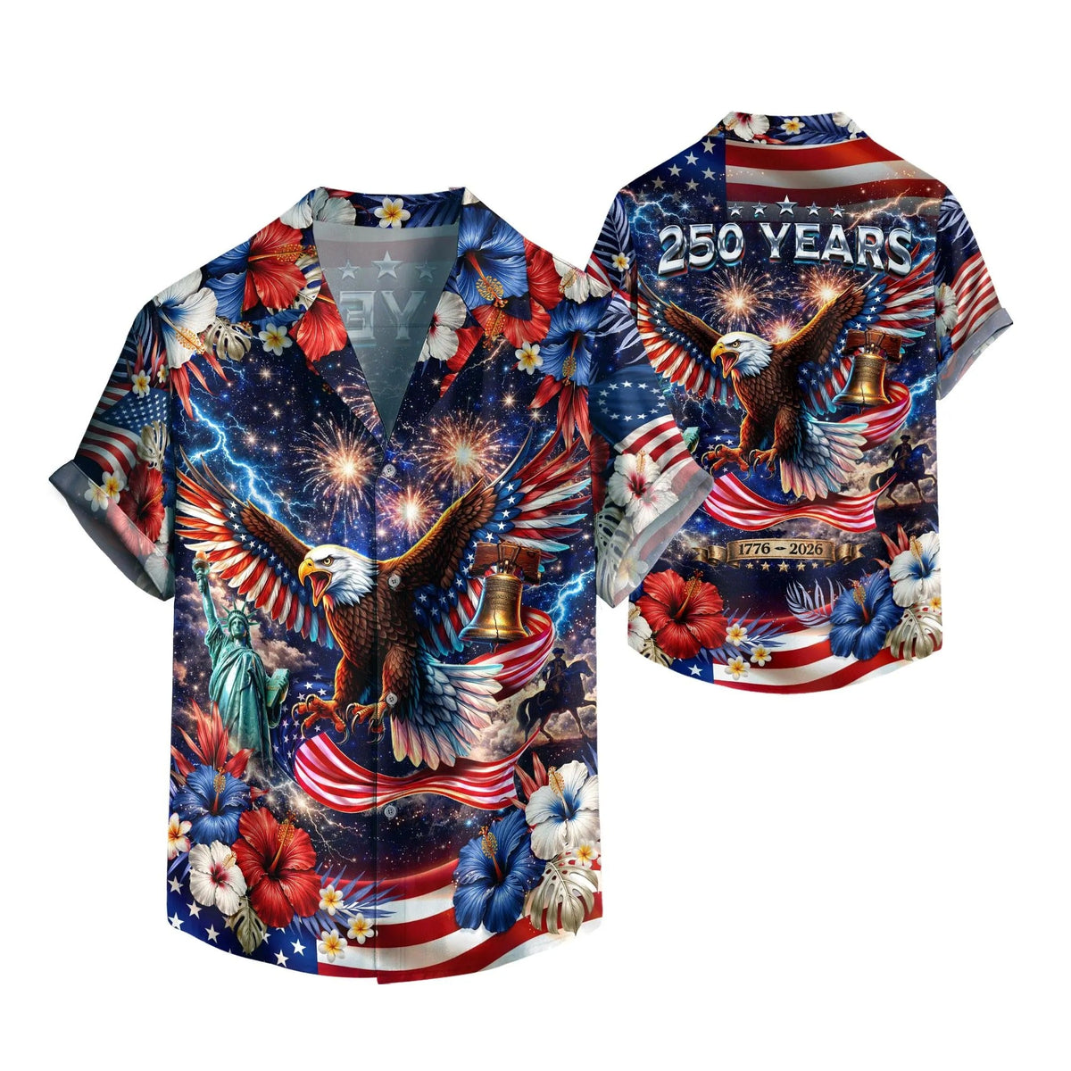 250th Anniversary Luxury Style L3N Hawaiian Shirt, 250 Years of Freedom Aloha Shirt, We The People America Summer Shirt, Fourth of July Gift