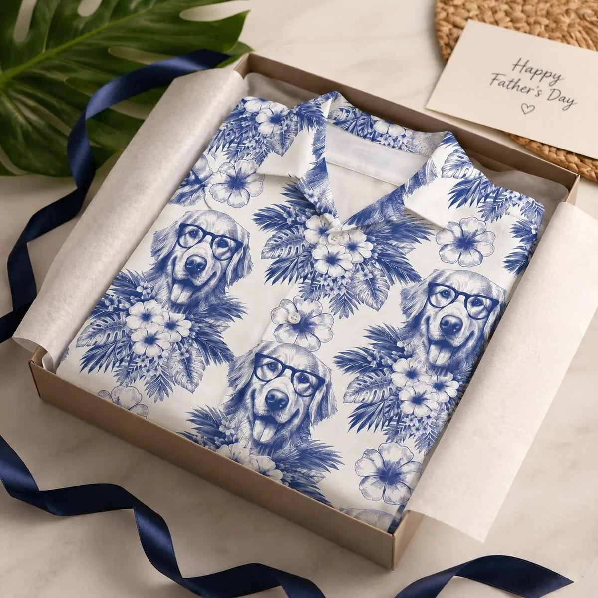 Custom Dog Hawaiian Shirt L3N, Custom Pet Photo Shirt, Toile De Jouy Dog Shirt, Funny Dog Lover Gift, Tropical Vacation Shirt