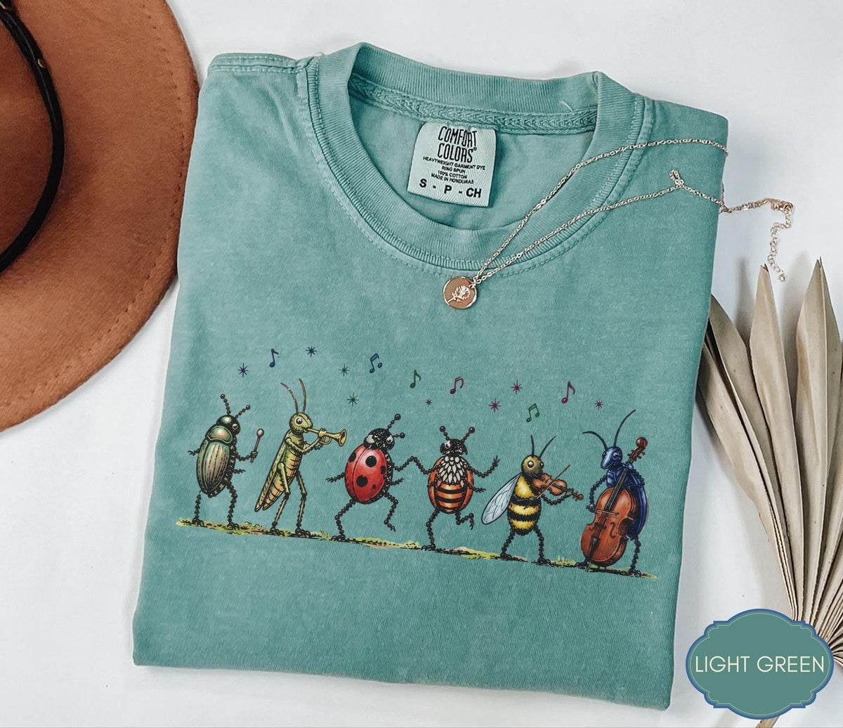 Comfort Colors Vintage L3N Insect Music Graphic Tee Musical Bugs Illustration Tee