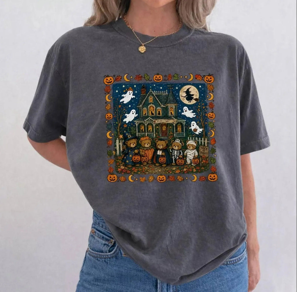 90s Bears L3N Halloween Comfort Colors Shirt, Trick ỏ Treat Shirt, Pumpkin Lover Gift