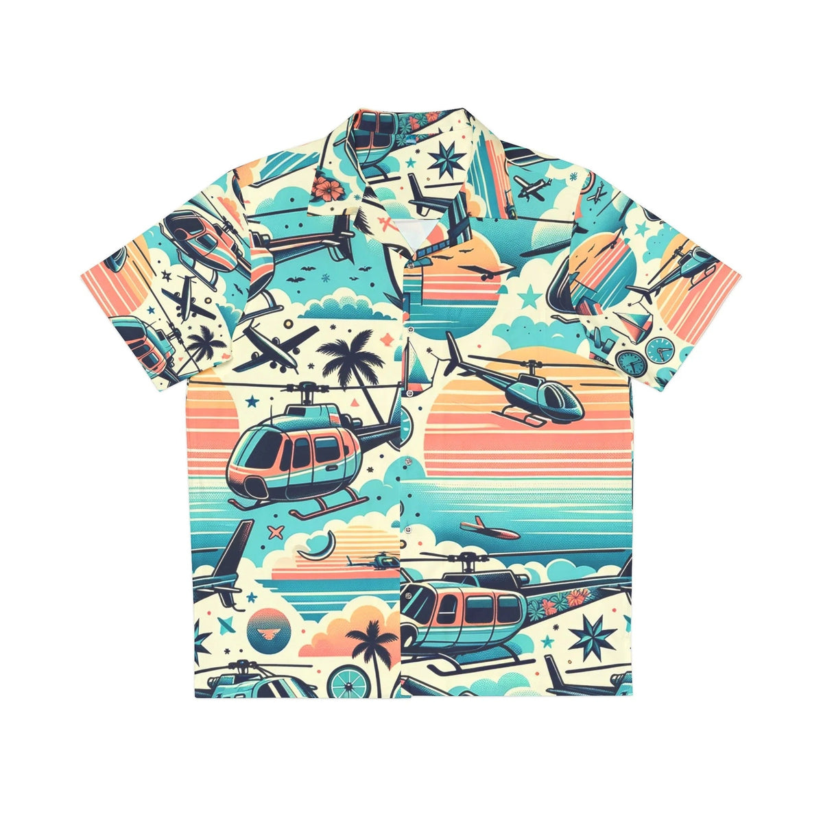 Helicopter Pilot's Favorite Colorful Fun Party Men's Hawaiian Shirt L3N