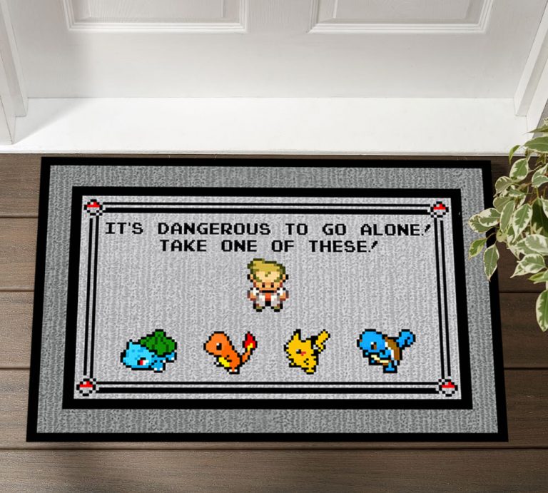 Pokemon Mat It's Dangerous To Go Alone Take One Of These Non-Slip Rubber Backing Doormat NHD - Doormat size XL