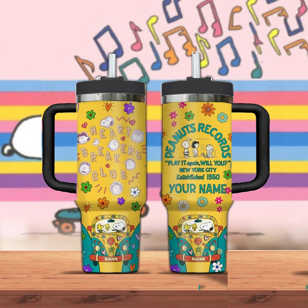 Hello Kitty Snoopy Peanuts Records Gift for Her, Him on Birthday Xmas 30oz or 40oz Tumbler LN