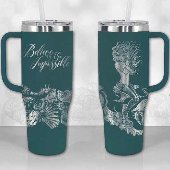 30oz or 40oz Tumbler with Handle Beautiful Mermaid Motivational Quote Personalized Best Gifts NVA