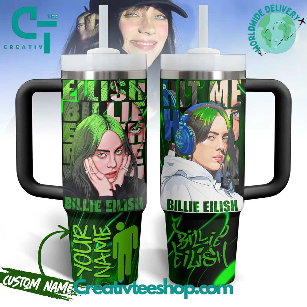 Billie Eilish Custom Name Gift for Her, Him on Birthday Xmas 30oz or 40oz Tumbler LN
