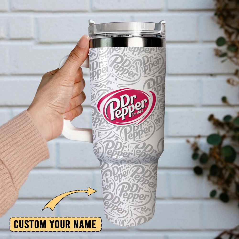 Dr Pepper Soft Drink Custom Quencher 30oz or 40oz Stainless Steel Tumbler With Handle, Best gifts for Friend Family NVA