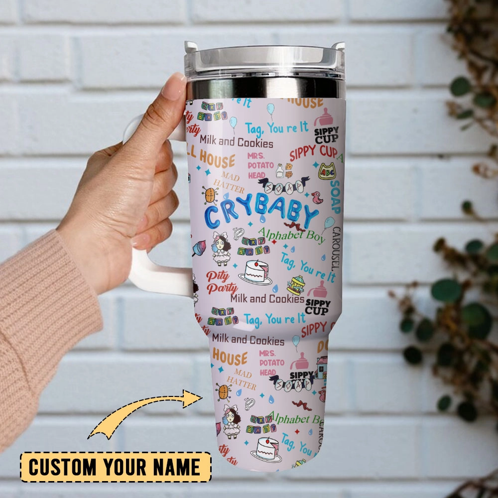 Pinky Crybaby Anime Custom Quencher 30oz or 40oz Stainless Steel Tumbler With Handle, Best gifts for Friend Family NVA