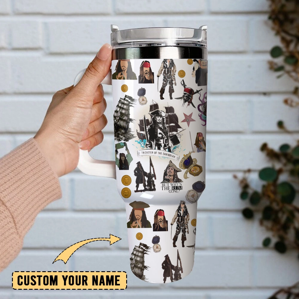 Pirates Of The Caribbean Film Series Custom Quencher 30oz or 40oz Stainless Steel Tumbler With Handle, Best Gifts NVA