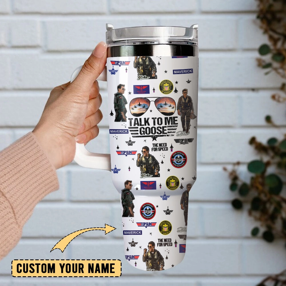 Top Gun Maverick Film Custom Quencher 30oz or 40oz Stainless Steel Tumbler With Handle, Best gifts for Friend Family NVA