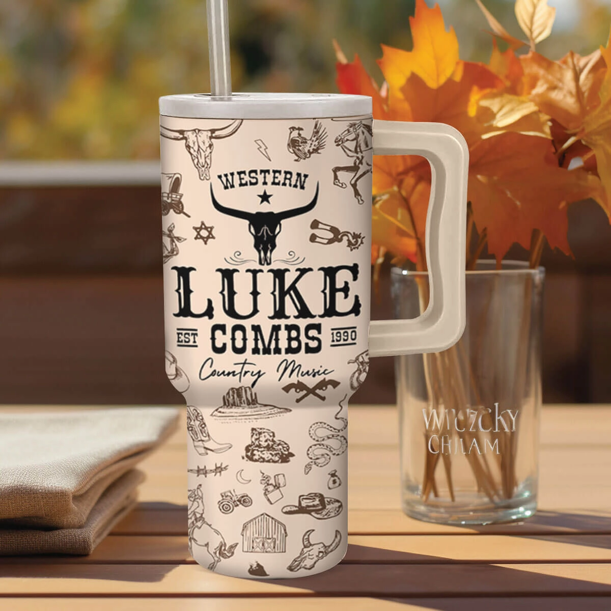 Luke Combs Music Custom Stanley Quencher 40oz Stainless Steel Tumbler HG With Handle