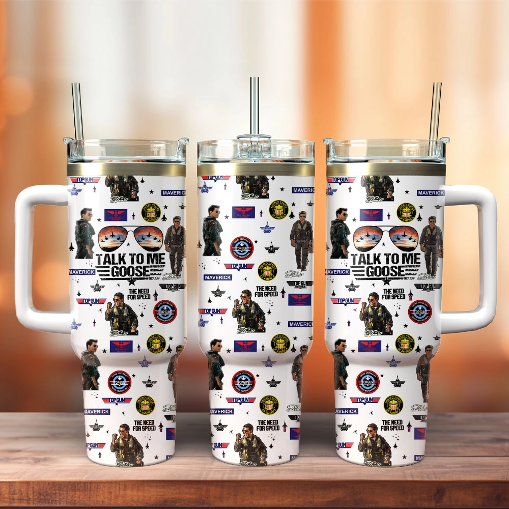 Top Gun Maverick Film Custom Quencher 30oz or 40oz Stainless Steel Tumbler With Handle, Best gifts for Friend Family NVA