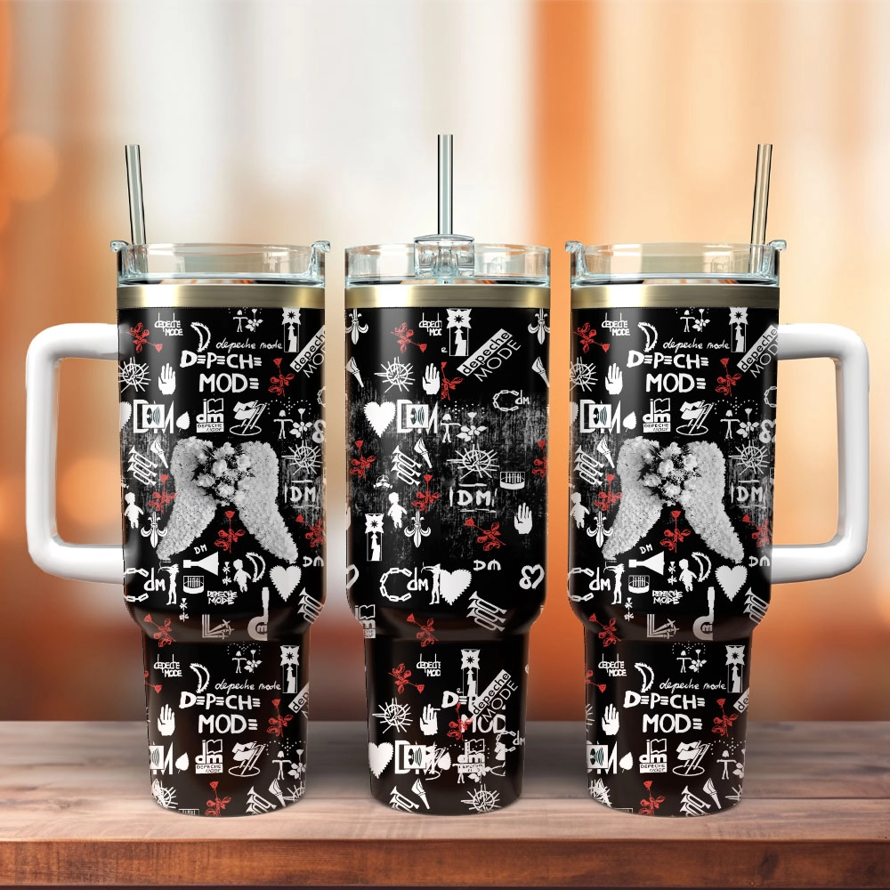 Depeche Mode Music Custom Quencher 30oz or 40oz Stainless Steel Tumbler With Handle, Best gifts for Friend Family NVA