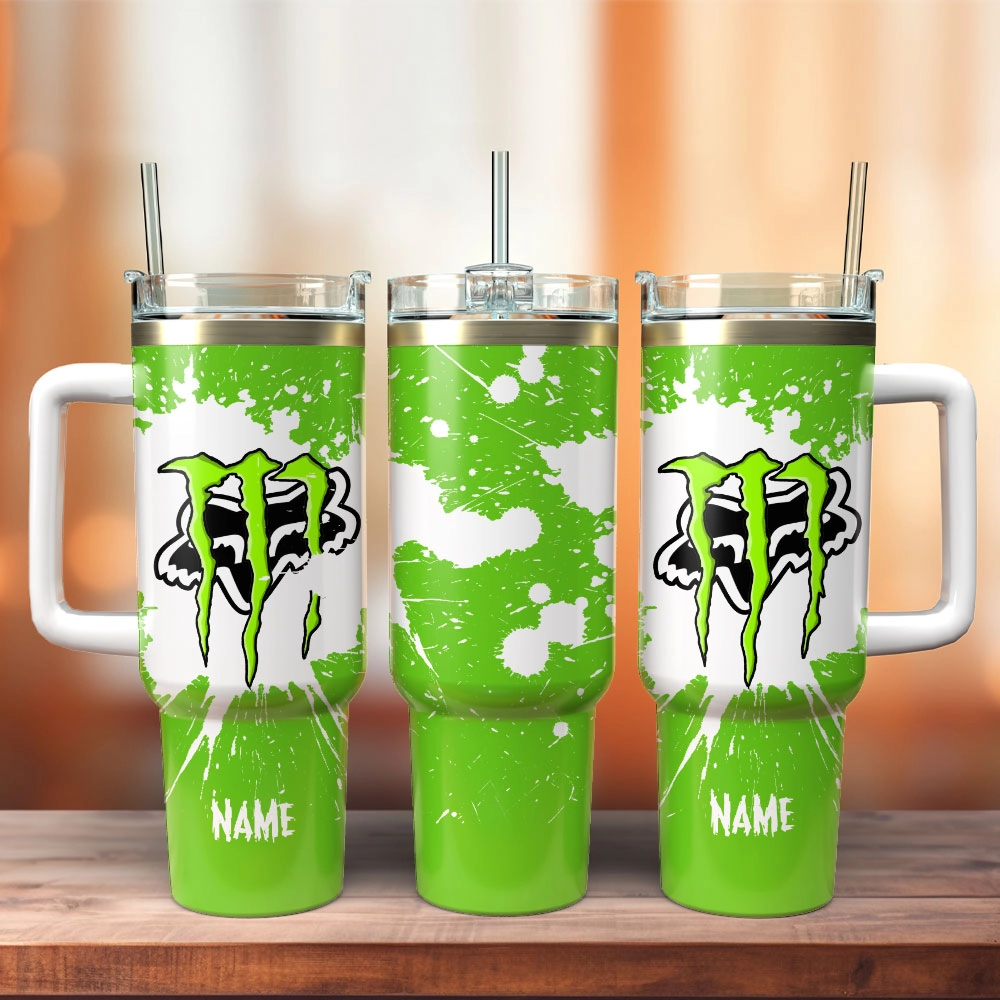 Fox Racing Monster Custom Stanley Quencher 30oz or 40oz Stainless Steel Tumbler With Handle HG