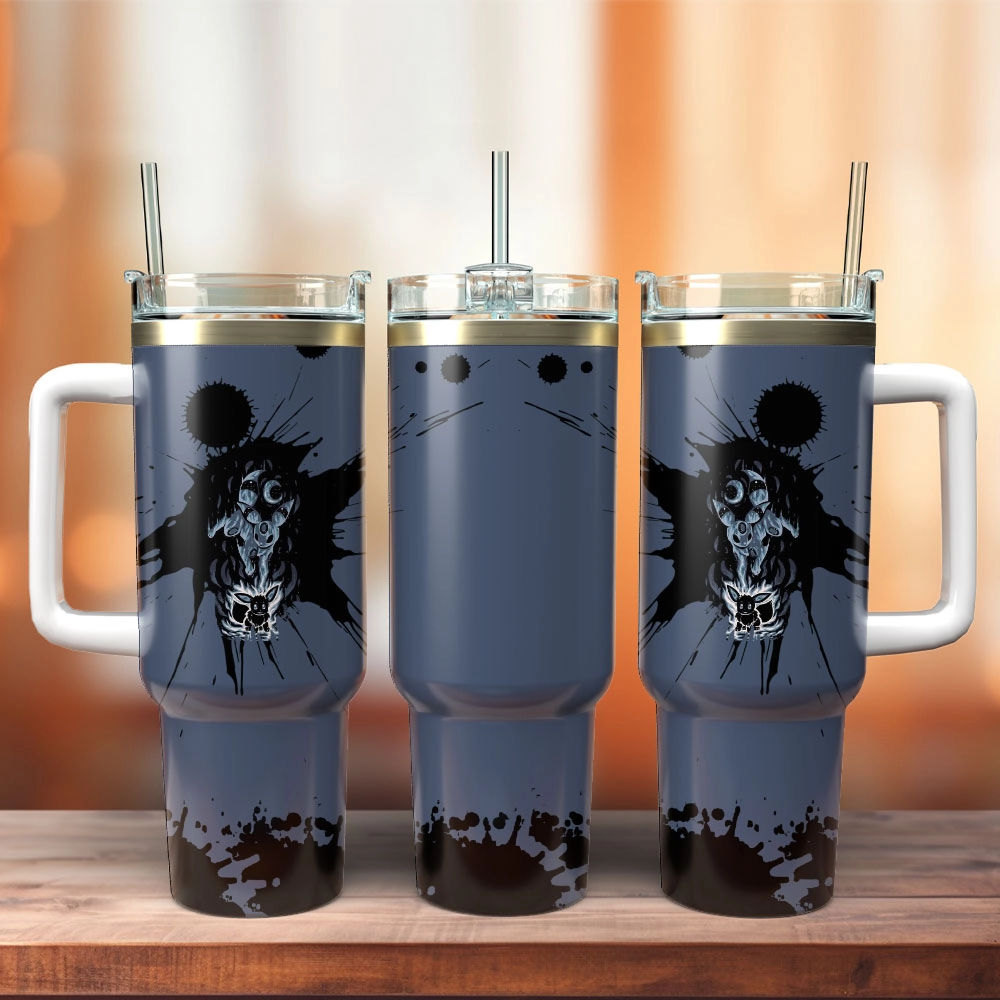 Eevee Pokemon Anime Custom Quencher 30oz Or 40oz Stainless Steel Tumbler With Handle HG