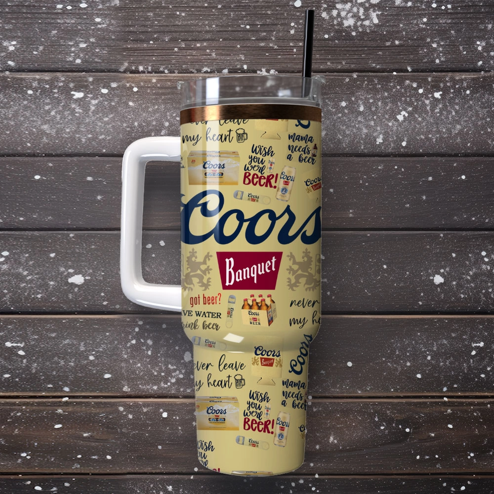 Coors Banquet Golden Beers Custom Quencher 30oz or 40oz Stainless Steel Tumbler With Handle, Best gifts for Friend Family NVA