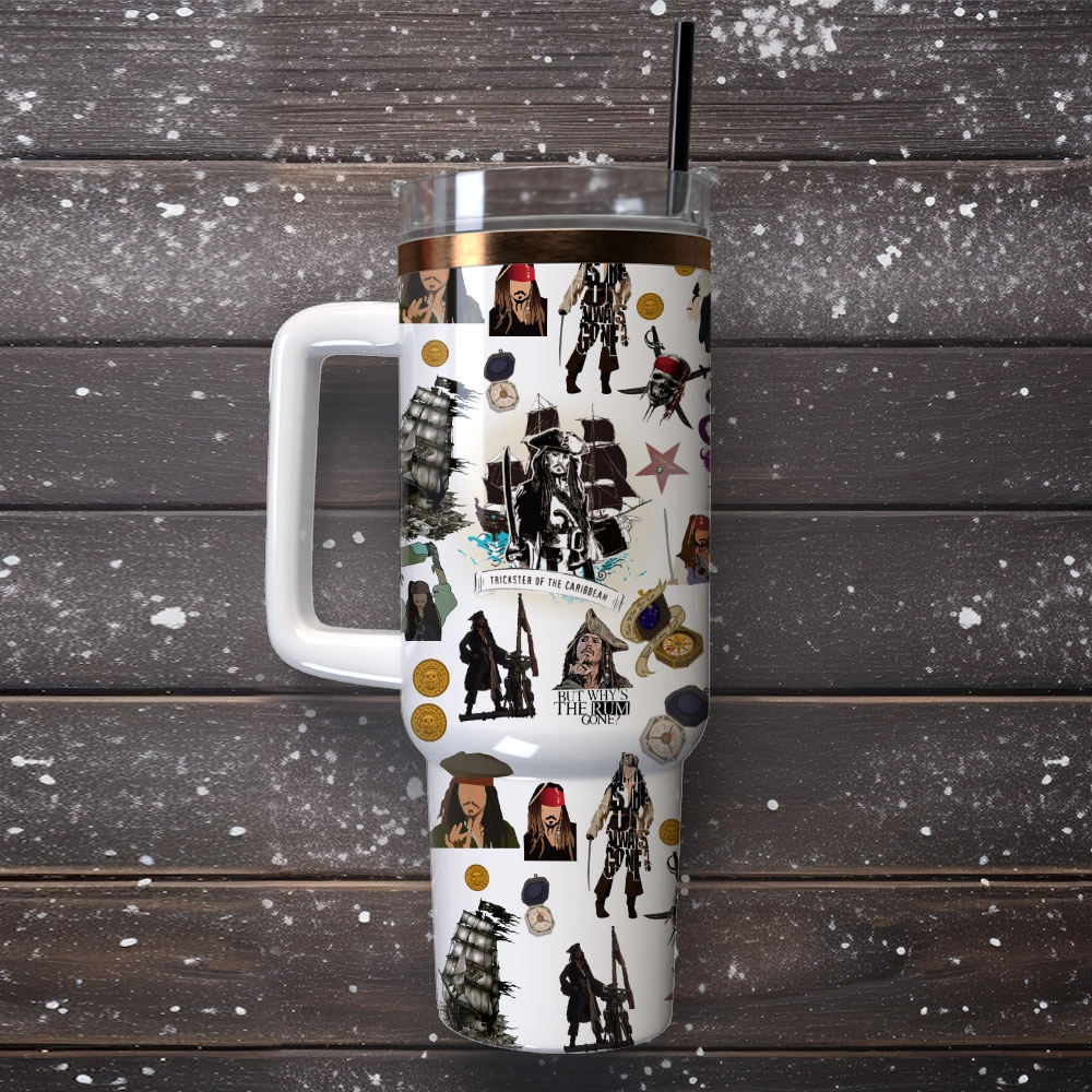 Pirates Of The Caribbean Film Series Custom Quencher 30oz or 40oz Stainless Steel Tumbler With Handle, Best Gifts NVA