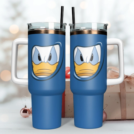 Donald Duck Disney Cartoon Custom  Quencher 30oz or 40oz Stainless Steel Tumbler With Handle,  Best gifts for Friend Family NVA