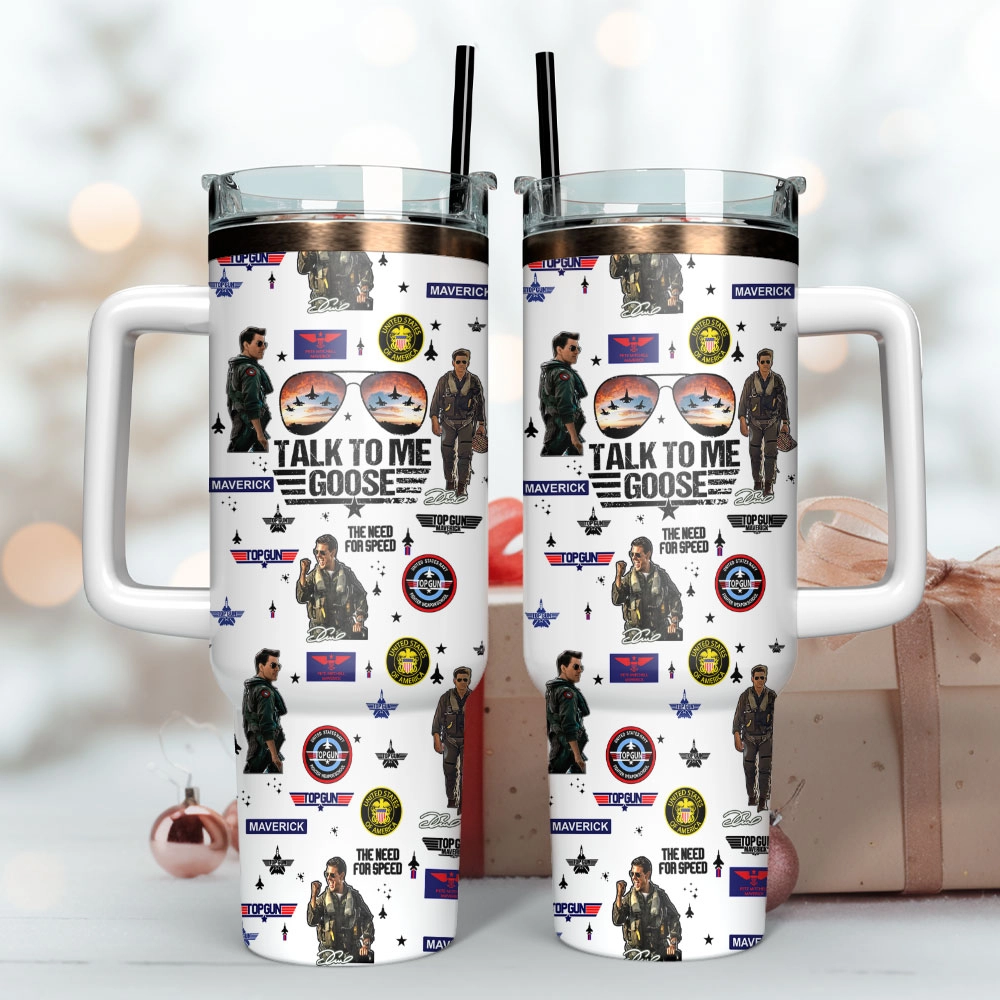Top Gun Maverick Film Custom Quencher 30oz or 40oz Stainless Steel Tumbler With Handle, Best gifts for Friend Family NVA