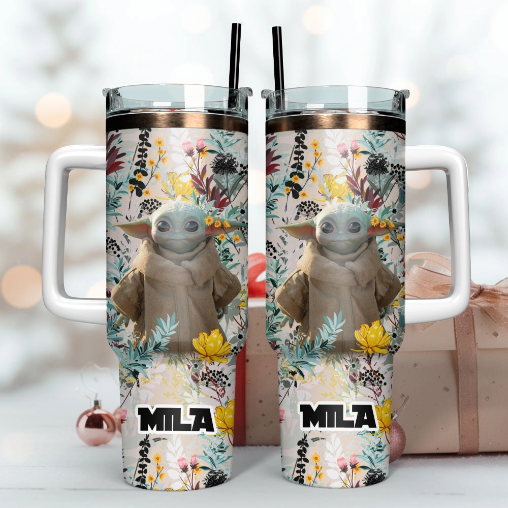 Baby Yoda Star War Movie Custom Quencher 30oz Or 40oz Stainless Steel Tumbler With Handle HG
