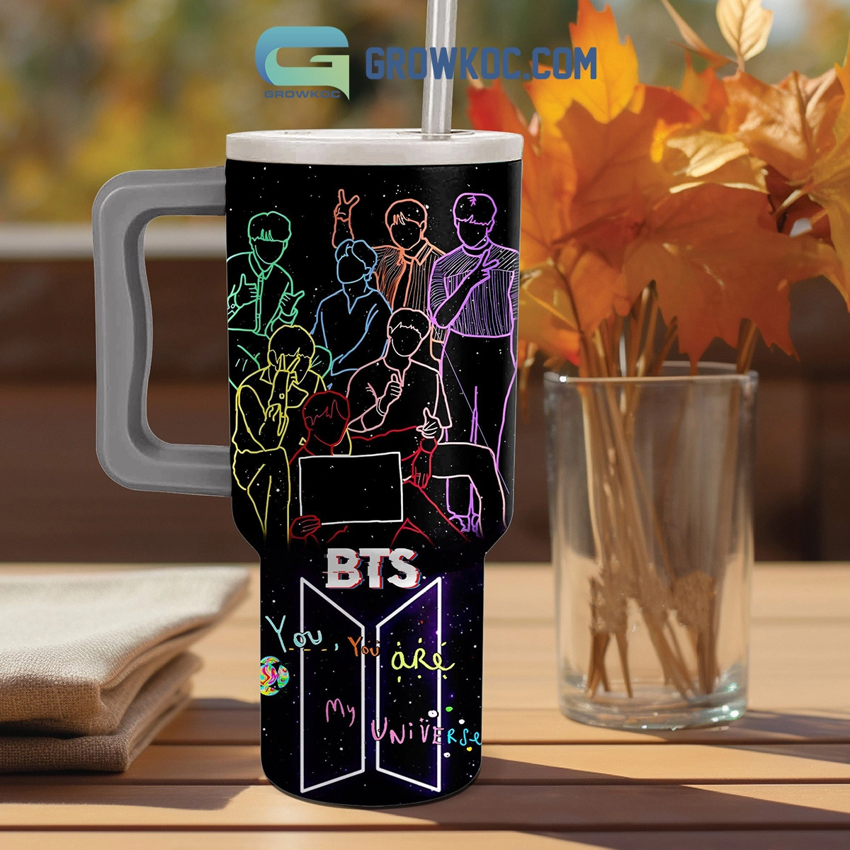 BTS Music You are my universe Custom Stanley Quencher 40oz Stainless Steel Tumbler HG With Handle