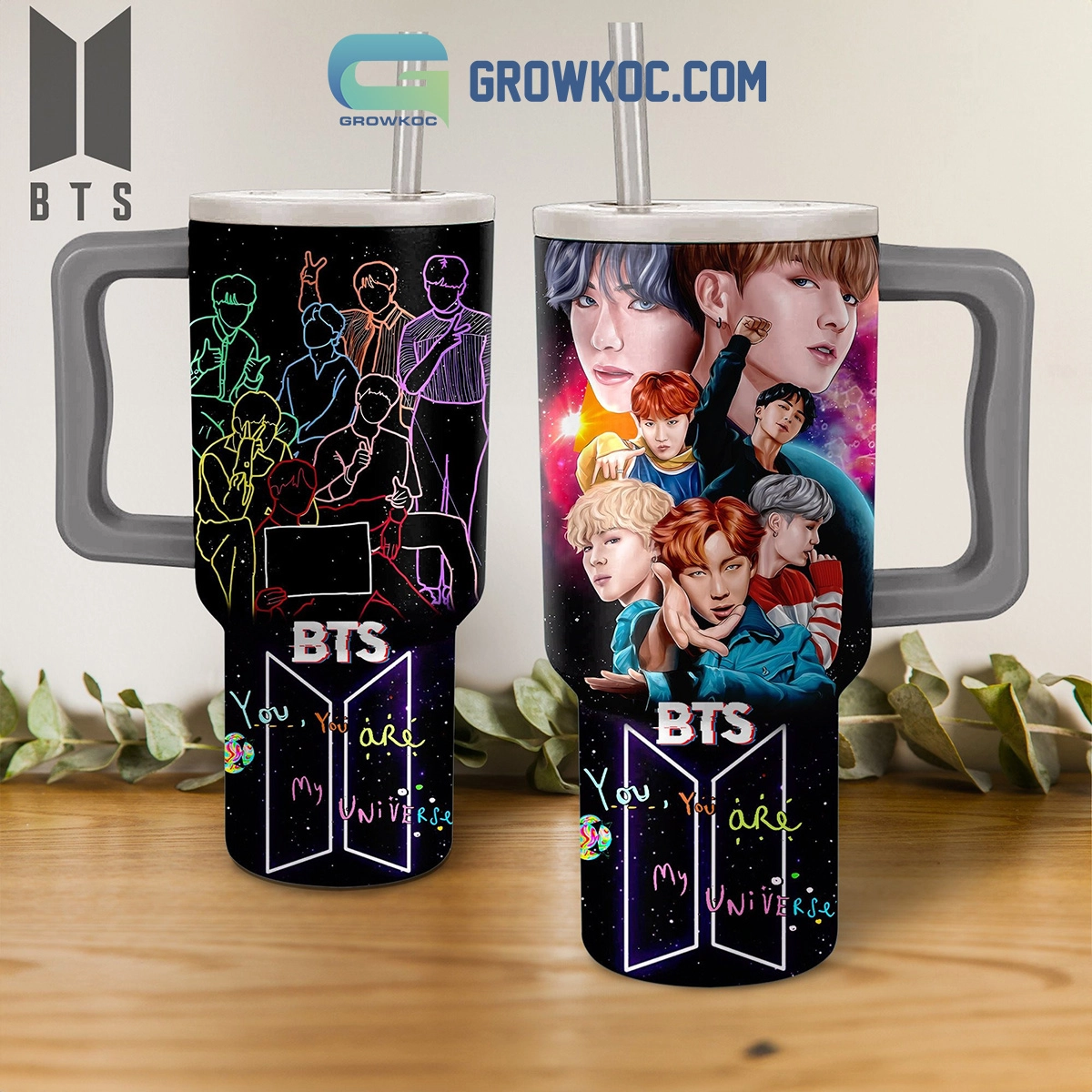 BTS Music You are my universe Custom Stanley Quencher 40oz Stainless Steel Tumbler HG With Handle