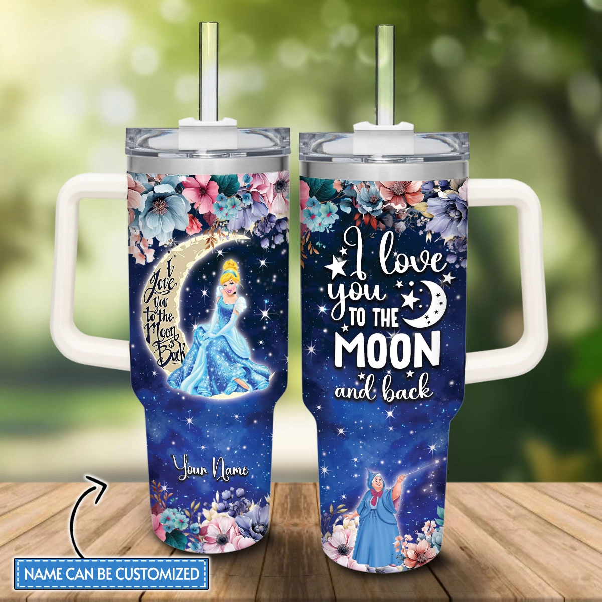 Cinderella Disney Princess Cartoon Custom Quencher 30oz or 40oz Stainless Steel Tumbler HG With Handle