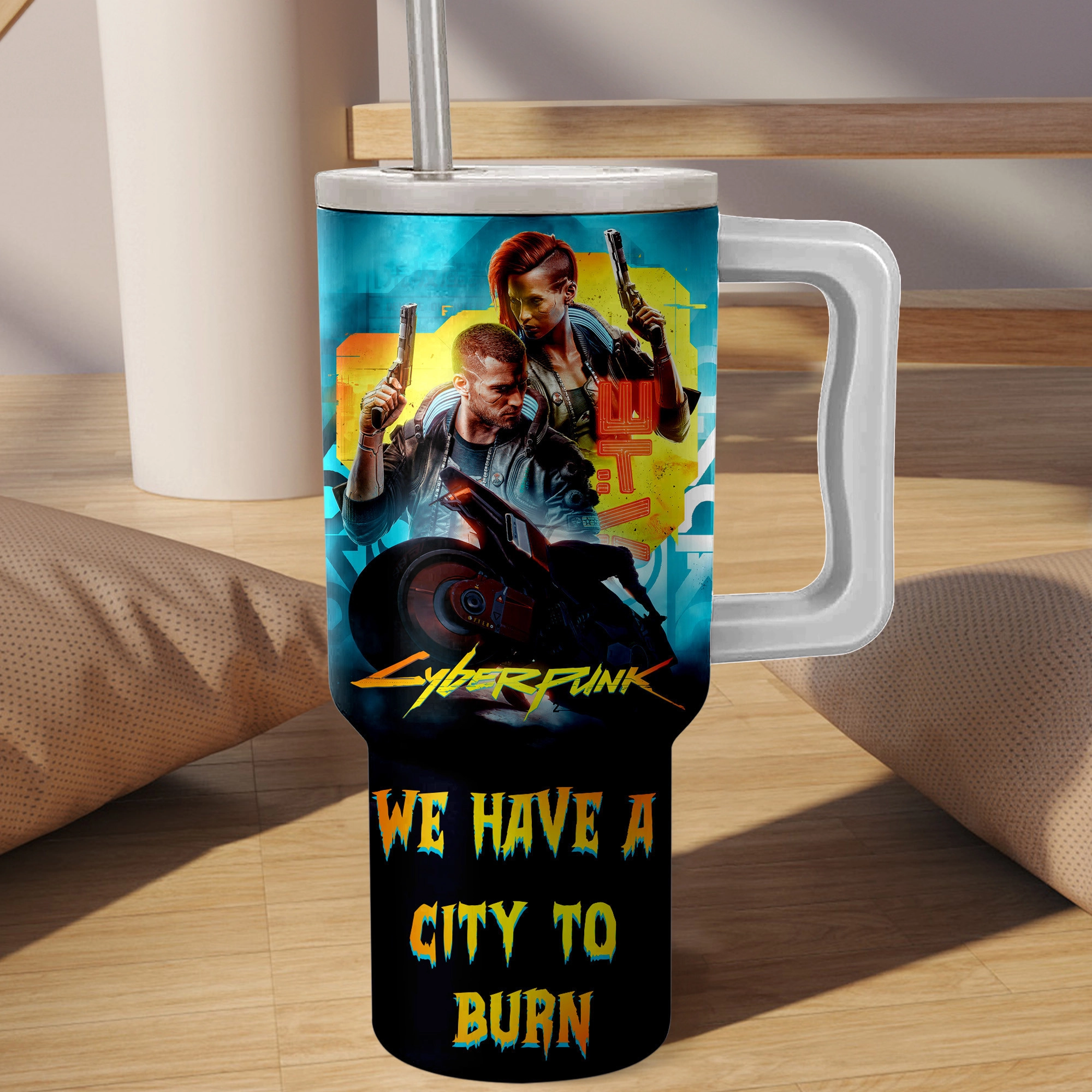Cyberpunk 2077 Games Custom Quencher 30oz or 40oz Stainless Steel Tumbler HG With Handle