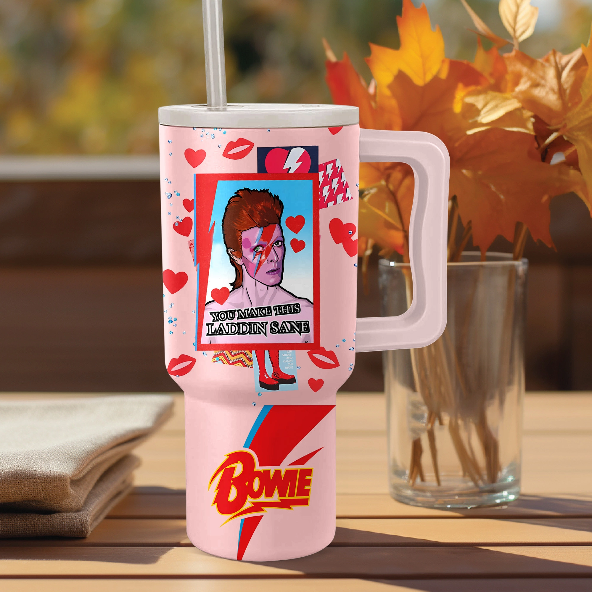 David Bowie Music Custom Stanley Quencher 40oz Stainless Steel Tumbler HG With Handle