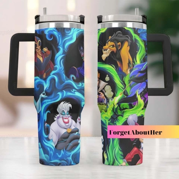 Disney Villains Cartoon Custom  Quencher 30oz or 40oz Stainless Steel Tumbler With Handle HG